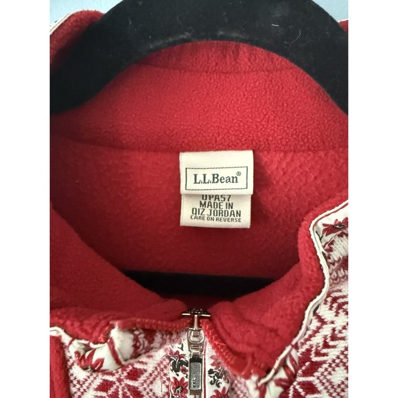 Women's LL Bean Red Sweater Fleece Jacket Zip Up Women's Size L - Picture 2 of 7